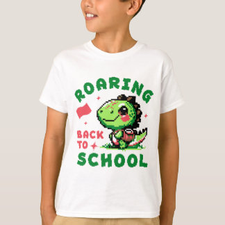 Camiseta Desenho de Dinossauro Voltando à Escola com Tudo