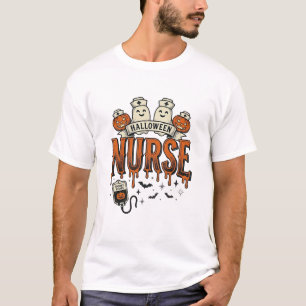 Camiseta Desenho de enfermeira de Halloween vintage fantasm