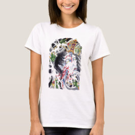 Camiseta Desenho de Espada Grotesca Japonesa