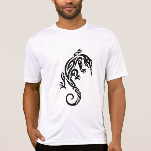 Camiseta Desenho de Estilo de Tatuagem de Lagarto Preto Bra