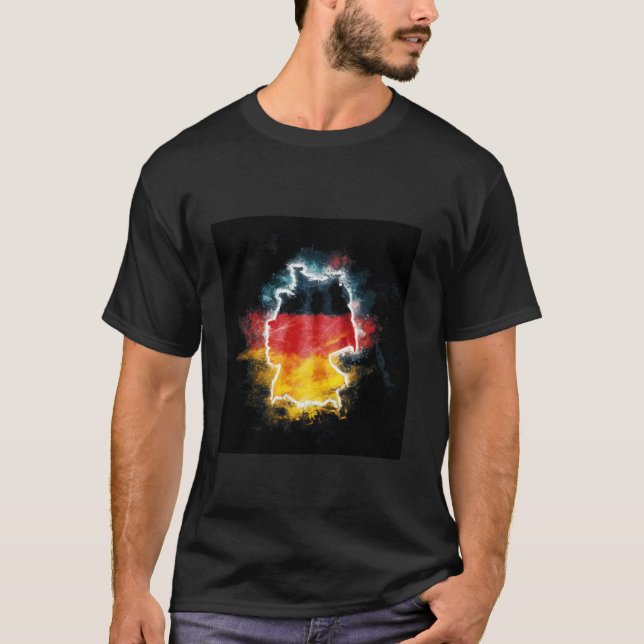 Camiseta desenho de fã da Alemanha com a bandeira da Aleman (Frente)