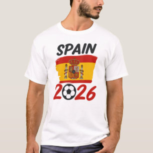 Camiseta Desenho de Fã de Futebol Espanha 2026 com Cores da