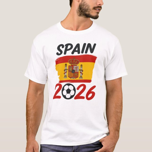 Camiseta Desenho de Fã de Futebol Espanha 2026 com Cores da (Frente)