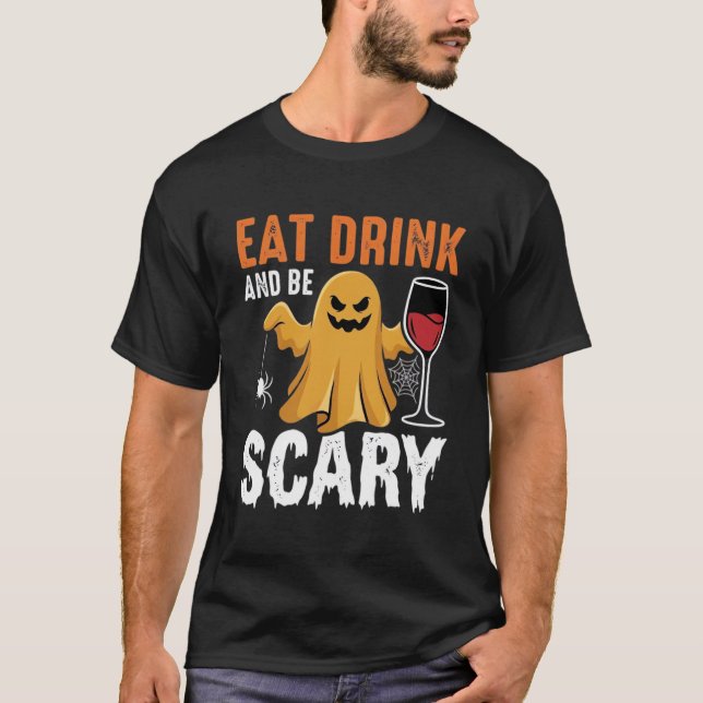 Camiseta Desenho de Fantasma Assustador de Halloween Coma B (Frente)