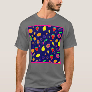 Camiseta Desenho de Festa de Frutas Elétricas