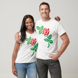 Camiseta Desenho de Flor de Rosa Vermelha – Beleza Floral C