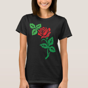 Camiseta Desenho de Flor de Rosa Vermelha – Beleza Floral C