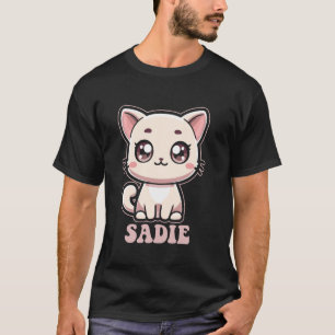 Camiseta Desenho de Gatinho Fofo para Meninas de Nome Sadie