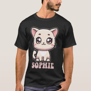 Camiseta Desenho de Gatinho Fofo Sophie para Meninas de Nom