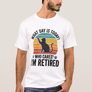 Camiseta Desenho de Gato Aposentado Vintage Pôr do
