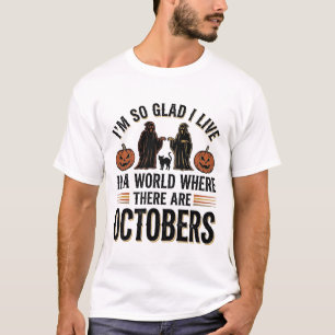 Camiseta Desenho de Gato de Abóbora de Citação de Outubro d