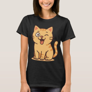 Camiseta Desenho de Gato Fofo Piscando – Gatinho Kawaii Div