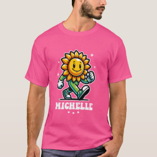 Camiseta Desenho de Girassol Fofo Michelle para Meninas Nom