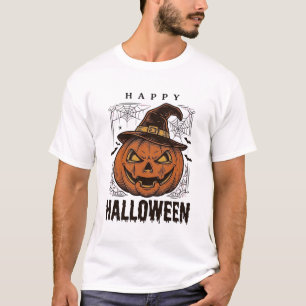 Camiseta Desenho de gravação de abóbora feliz de Halloween