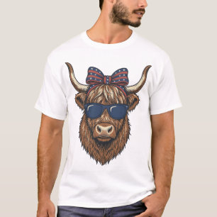 Camiseta Desenho de gravura vintage de vaca das Terras Alta