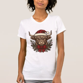 Camiseta Desenho de Gravura Vintage de Vaca das Terras Alta