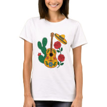 Desenho de Guitarra Mexicana Sombrero e Cacto Fest