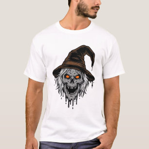 Camiseta Desenho de Halloween Cabeça de Bruxa Assustadora G