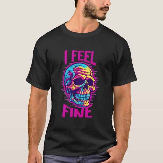 Camiseta Desenho de Halloween de Zumbi Eu Me Sinto Bem (Frente)