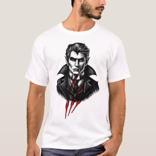 Camiseta Desenho de Halloween do Drácula Garra Vermelha Tal