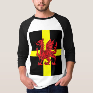 Camiseta Desenho de Heráldica Cruz de St Davids e Dragão Ga