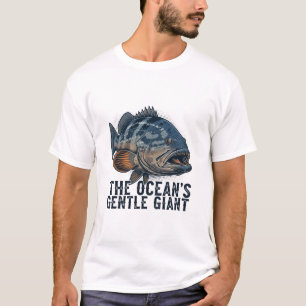 Camiseta desenho de impressão de pesca de garoupa gigante p