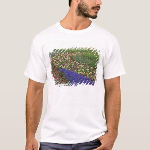 Camiseta Desenho de jardim de Jacinto de Uva e tulipas,