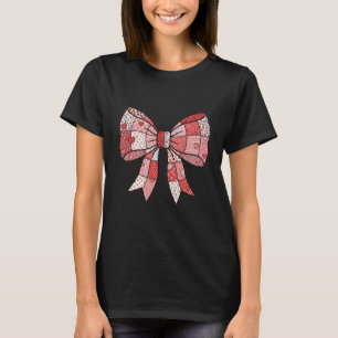 Camiseta Desenho de Laço de Fita com Remendo Romântico em R