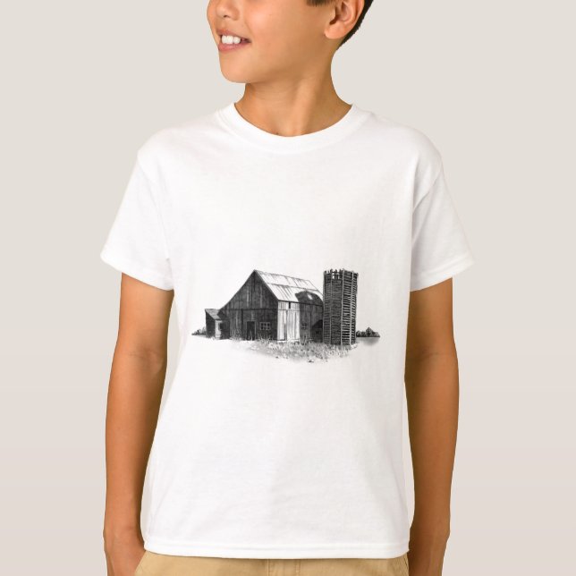 CAMISETA DESENHO DE LÁPIS: CELEIRO VELHO, SILO: REALISMO (Frente)
