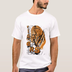 Camiseta Desenho de Letra S da Vida Selvagem com Tigre & Ga