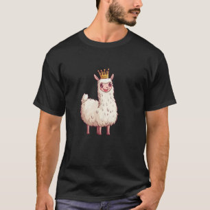 Camiseta Desenho de Lhama Majestoso com um Toque de Coroa C