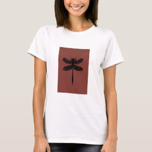 Camiseta desenho de libélula em marrom