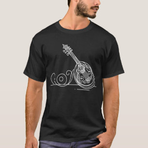 Camiseta Desenho de Linha de Bouzouki Instrumento Musical G