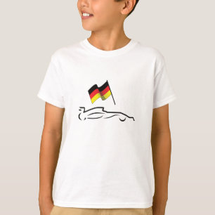 Camiseta Desenho de linha de carro de corrida com bandeira