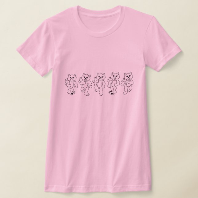 Camiseta Desenho de Linha de Gatinhos Quimicos Andando (Postura )