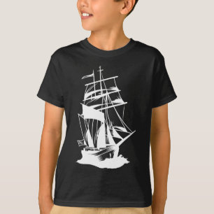 Camiseta Desenho de Linha de Navegação de Iate do Mar Ocean