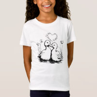 Desenho de Linha de Patos de Casal Fofo | Pato Rom
