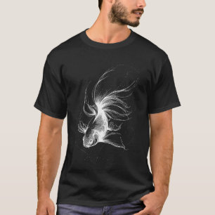 Camiseta Desenho de Linha de Peixe Dourado Design de Peixe