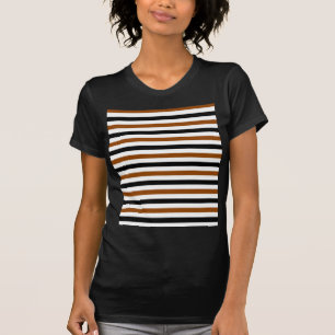 Camiseta desenho de listras marrons pretas e brancas