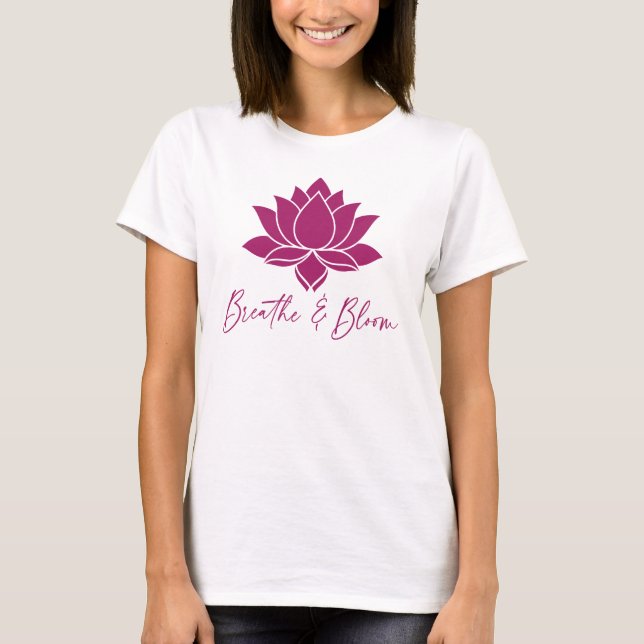 Camiseta Desenho de Lótus Breathe & Bloom (Frente)