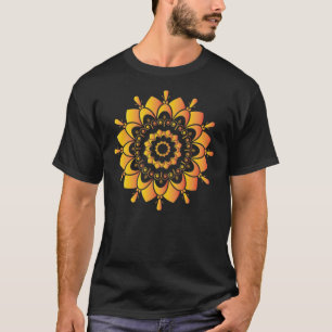Camiseta Desenho de Mandala Única Dourada-95748