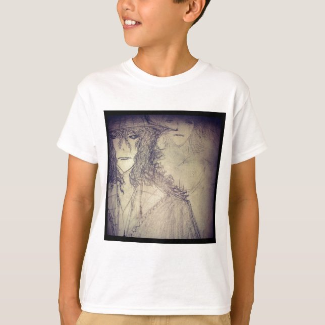 Camiseta desenho de manga de anime de potência de bruxas ia (Frente)