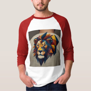 Camiseta Desenho de Manga de Logotipo de Leão Geométrico St