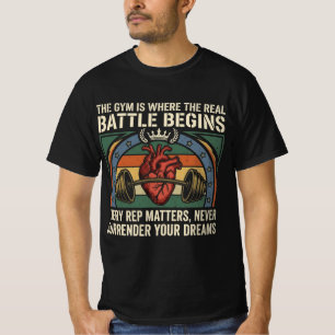 Camiseta Desenho de Motivação de Academia Vintage Começa a 