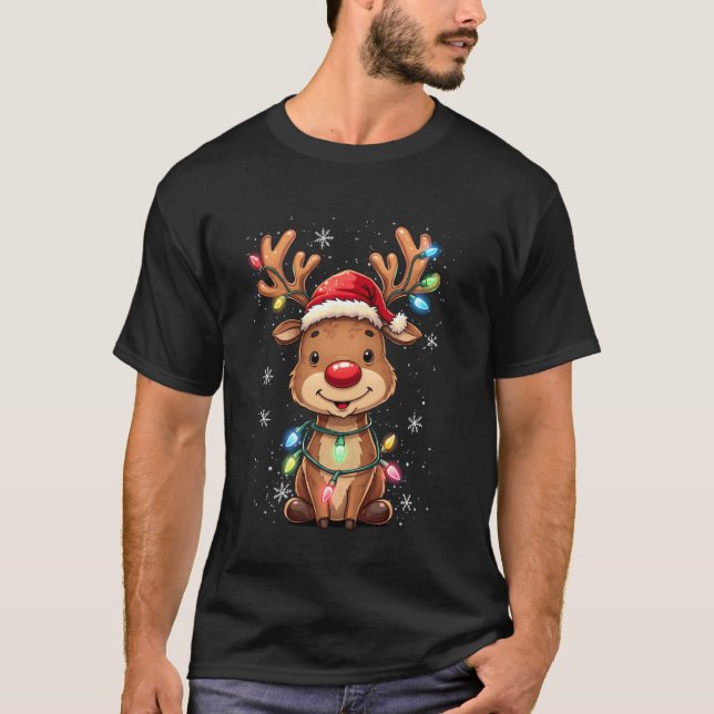 Camiseta desenho de Natal com renas (Frente)