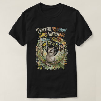 Camiseta Desenho de Natureza de Guaxinim Observador de Páss