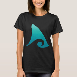 Camiseta Desenho de Onda do Oceano de Barbatana de Tubarão