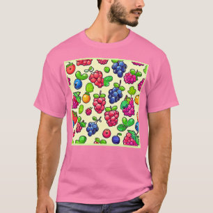 Camiseta Desenho de padrão de frutas silvestres