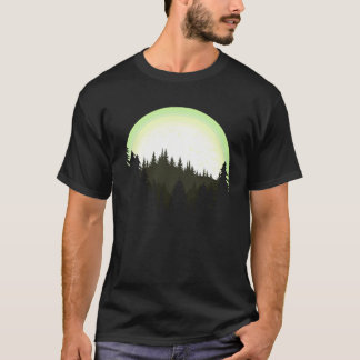Camiseta Desenho de Paisagem, Montanha, Natureza, Árvores e