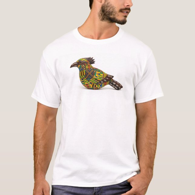 Camiseta Desenho de Pássaro Africano em Branco (Frente)